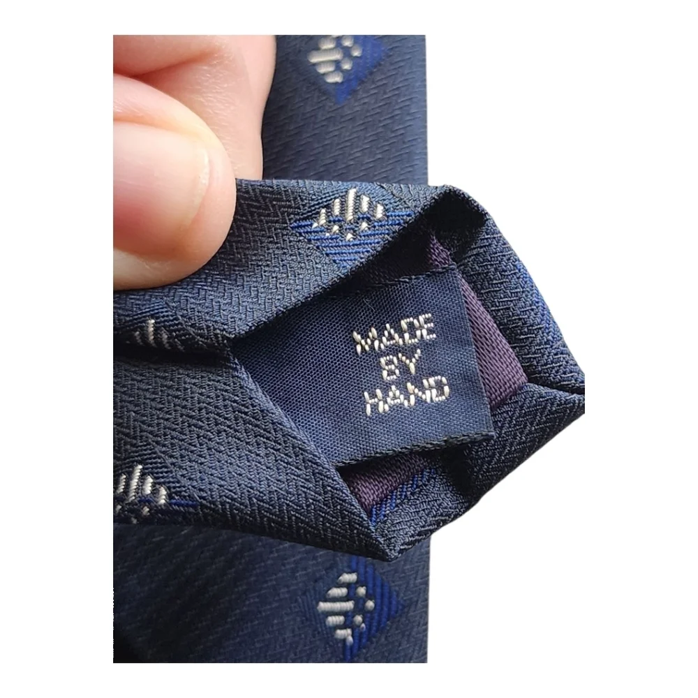 Vintage Polo Ralph Lauren Navy Geometric Silk Tie Made in USA Hand Sewn